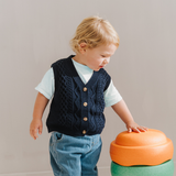 Πλεκτό βαμβακερό γιλέκο Ναυτικό μπλε