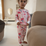 Children's PJ Set Pink Safari