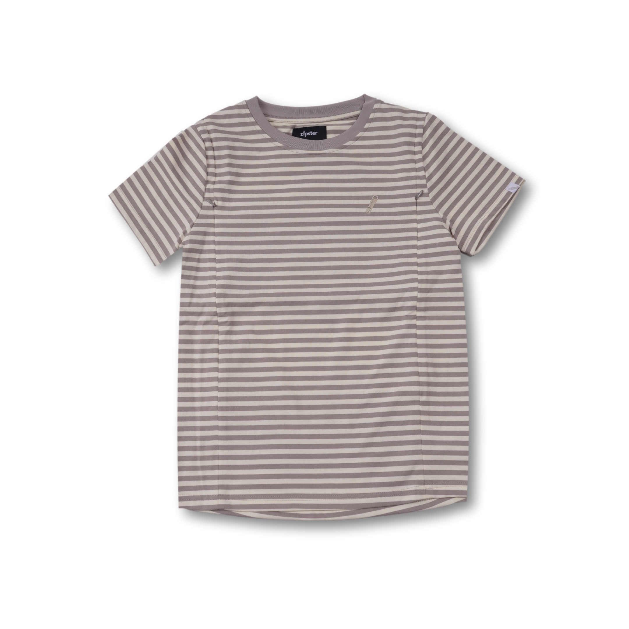 Organic Cotton Breastfeeding T-Shirt Beige Stripes