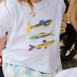 Υπερμεγέθη παιδικό μπλουζάκι Λευκό Fish Stack