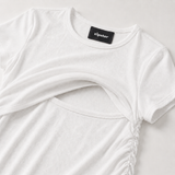 Ruched θηλασμού Tee Λευκό