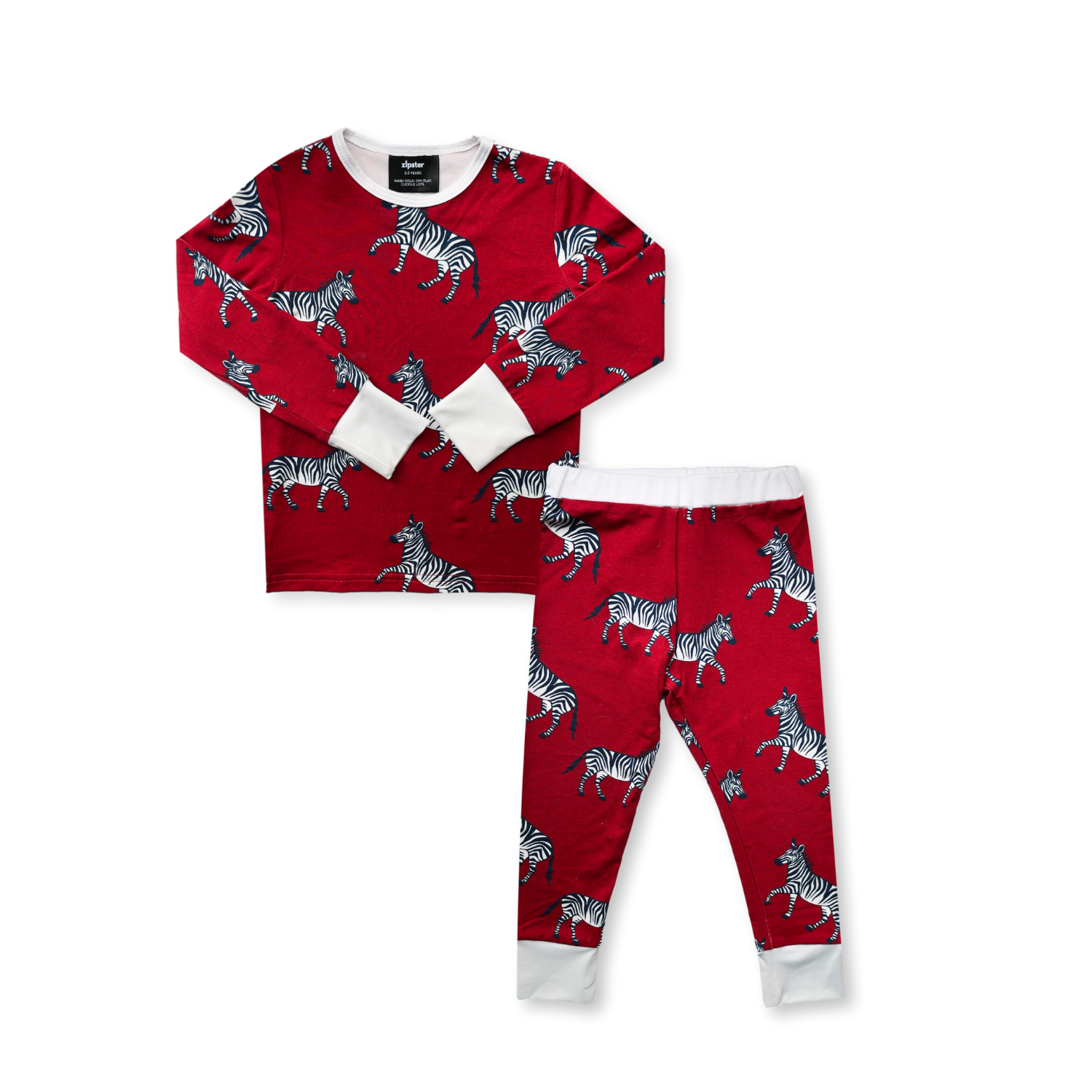 Children's PJ Set Burgundy Zebra