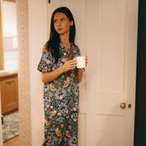 William Morris Ladies Pyjamas Set Strawberry Thief Navy Blue