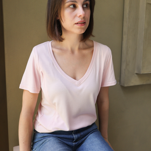 Breastfeeding T-Shirt V-Neck Pink
