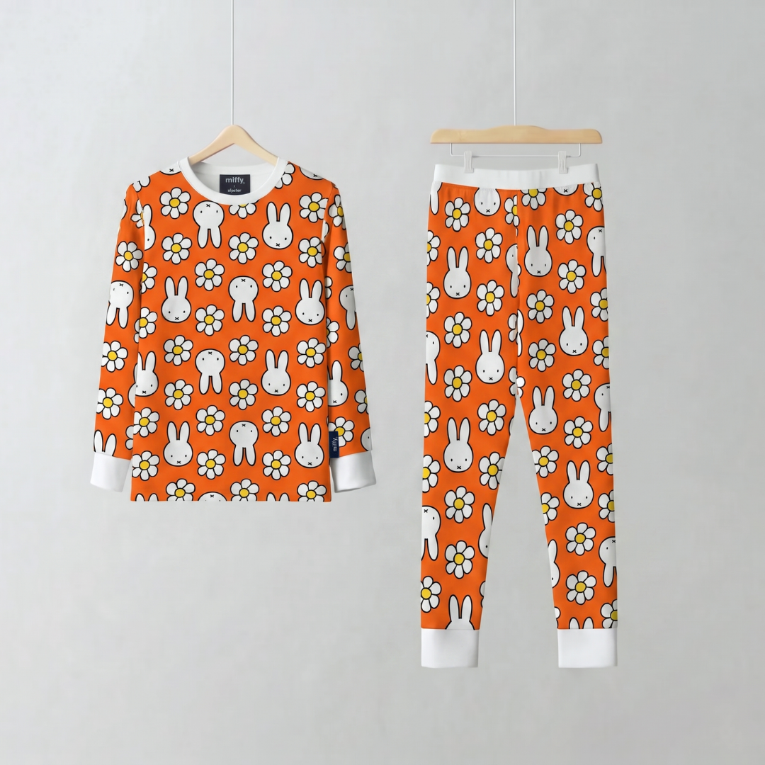Child wearing the Children's Miffy Daisy Days bamboo pyjama set