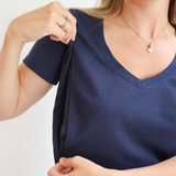 Θηλασμός T-Shirt V-Neck Navy Blue