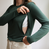 Θηλασμός T-Shirt μακρύ μανίκι Forest Green