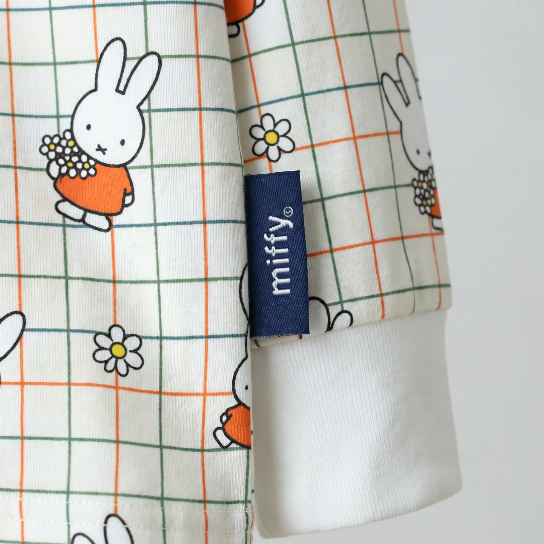 Miffy x Zipster υφασμένη ετικέτα στο παιδικό σετ πιτζάμας Miffy Checkered Bloom από μπαμπού