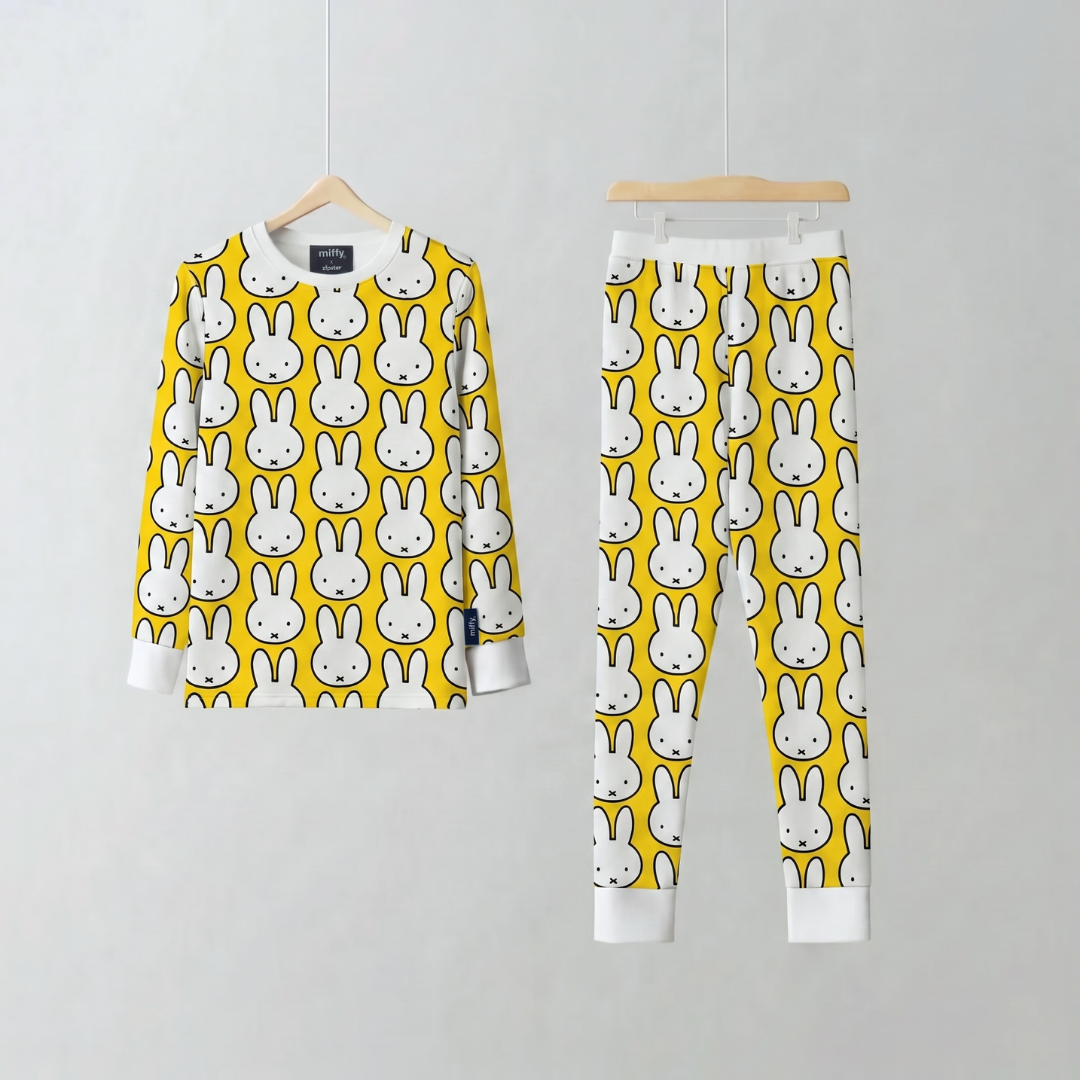 Παιδικό σετ πιτζάμας Miffy «Hello Yellow» από μπαμπού, όψη από μπροστά