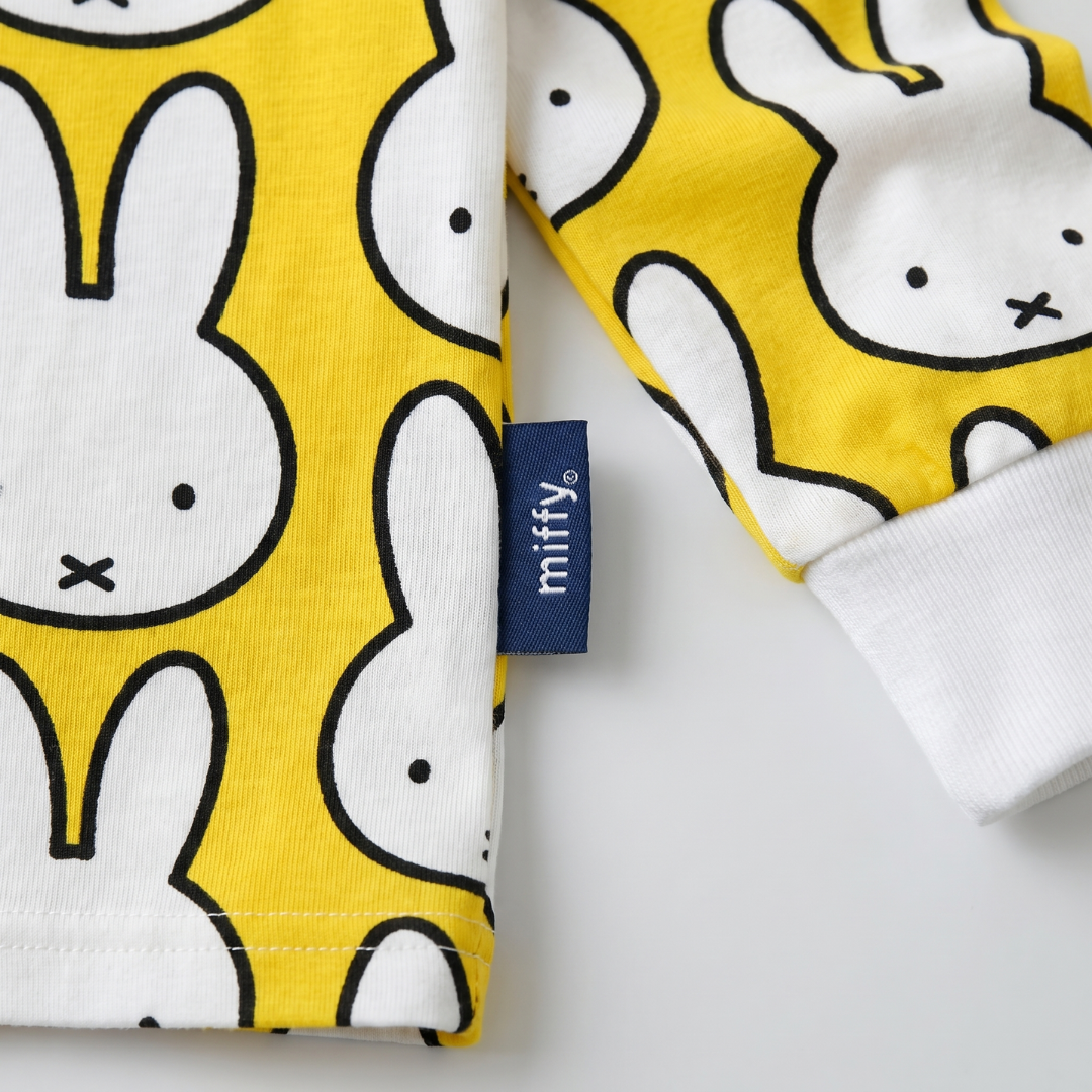 Miffy x Zipster woven label on the Children's Miffy Hello Yellow bamboo pyjama set
