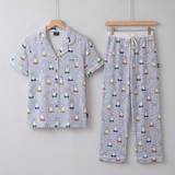Ανδρικό σετ πιτζάμας Miffy Peek-a-Boo Blue από μπαμπού, όψη από μπροστά